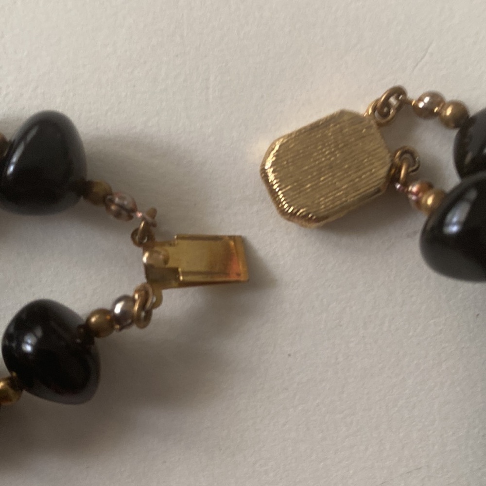 Vintage Statement Necklace Tortoise Shell And Bla… - image 7